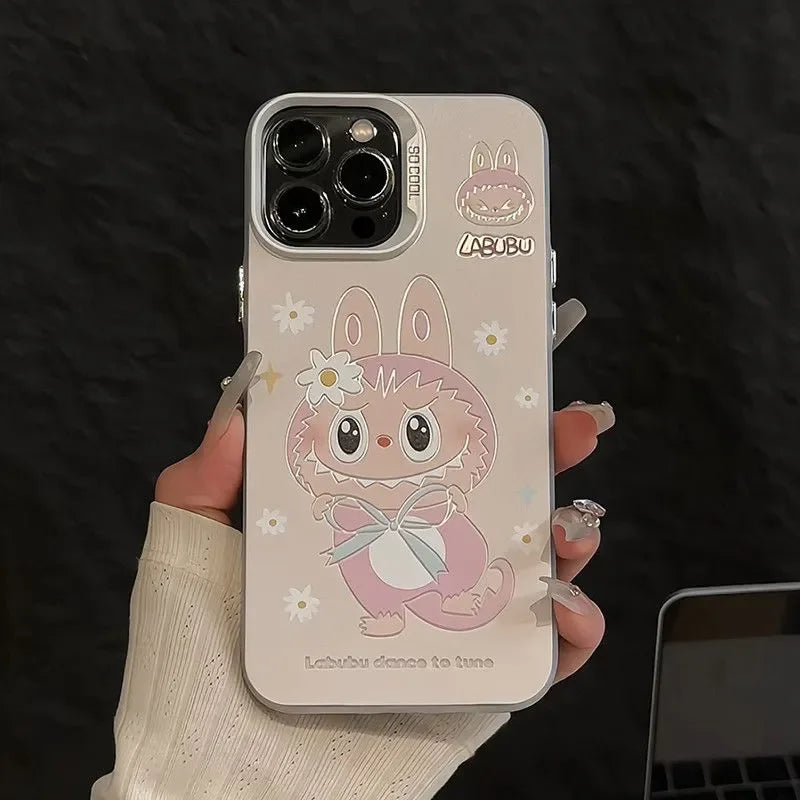 Labubu Cartoon Phone Case | Cute Blue & Pink Outfit Labubu Designs for iPhone