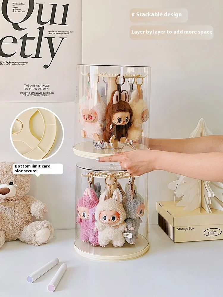 Labubu Rotating Display Box | Transparent Storage Case for Labubu Keychain Dolls