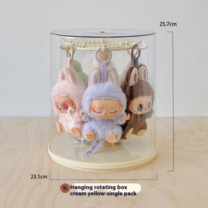 Labubu Rotating Display Box | Transparent Storage Case for Labubu Keychain Dolls