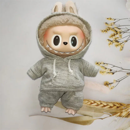 17cm Labubu Doll's Clothes- Hooded Sweatshirt Pants Shoes