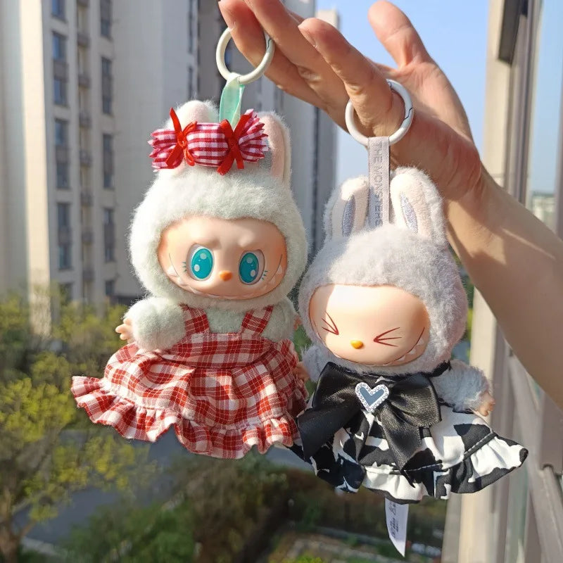 Labubu 17 cm Summer Outfit | Red Candy Dress & Straw Hat Doll Clothes
