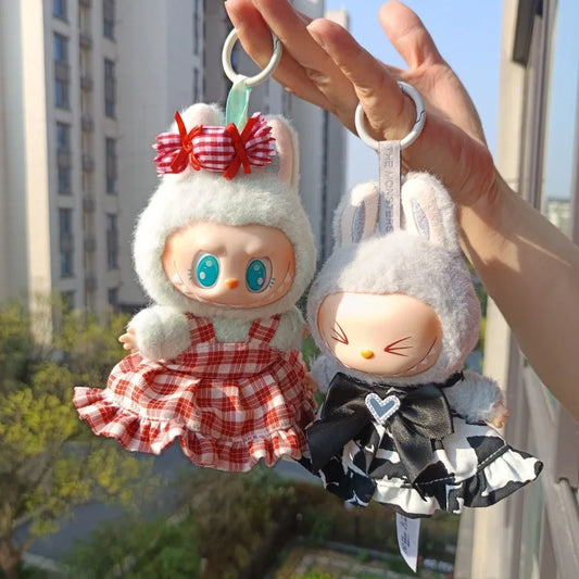 Labubu 17 cm Summer Outfit | Red Candy Dress & Straw Hat Doll Clothes