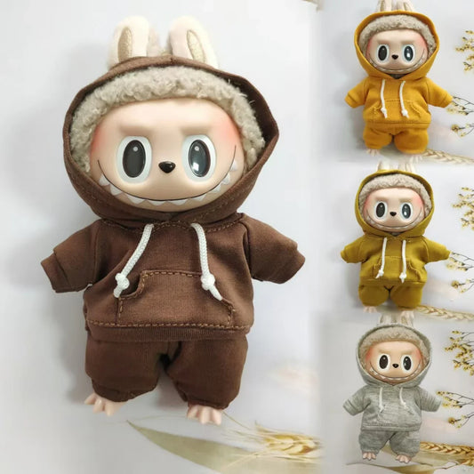 17cm Labubu Doll's Clothes- Hooded Sweatshirt Pants Shoes