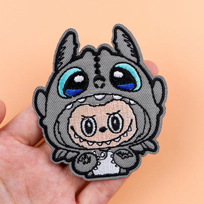Labubu Monster Cartoon Adhesive Embroidered Patches