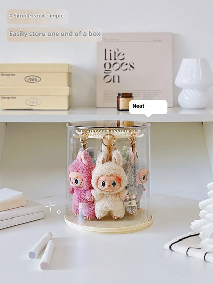 Labubu Rotating Display Box | Transparent Storage Case for Labubu Keychain Dolls