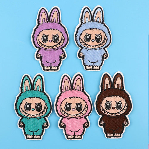 Labubu Monster Cartoon Adhesive Embroidered Patches