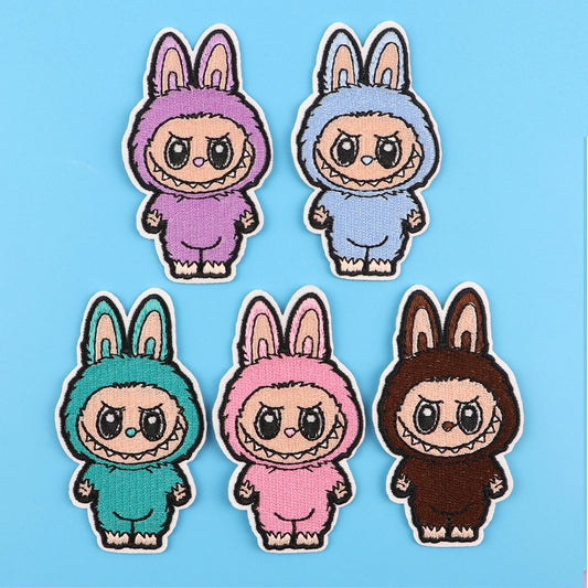 Labubu Monster Cartoon Adhesive Embroidered Patches