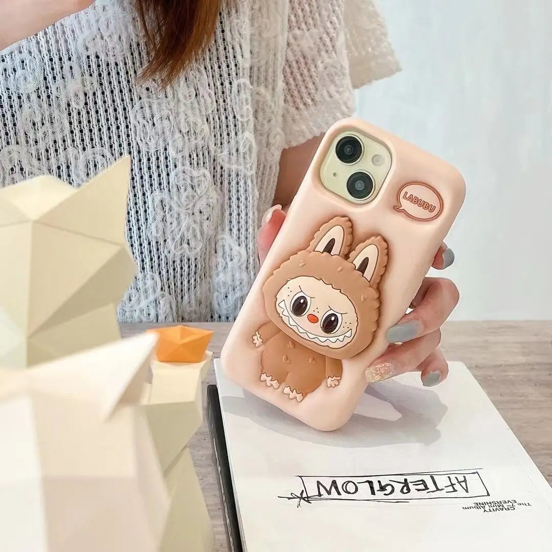 Labubu 3D Cartoon Phone Case | Soft Silicone Shockproof Cover for iPhone Series