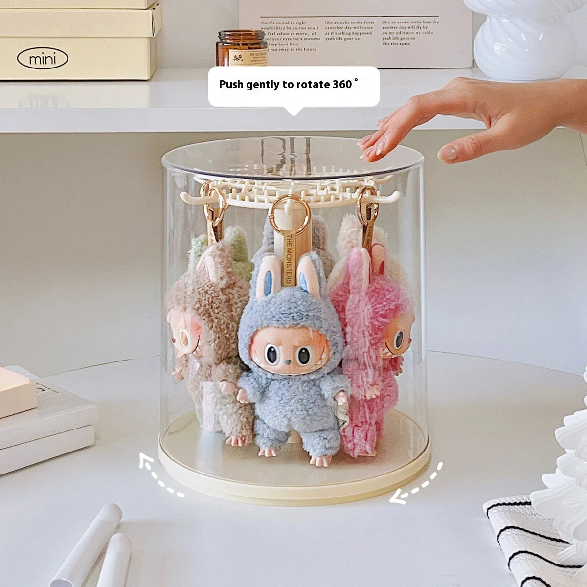 Labubu Rotating Display Box | Transparent Storage Case for Labubu Keychain Dolls