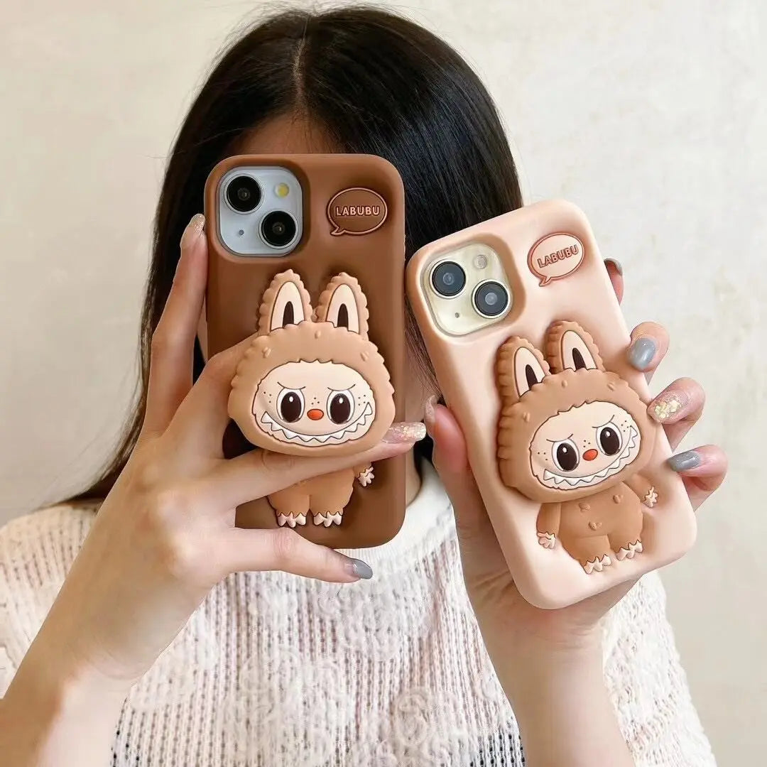 Labubu 3D Cartoon Phone Case | Soft Silicone Shockproof Cover for iPhone Series