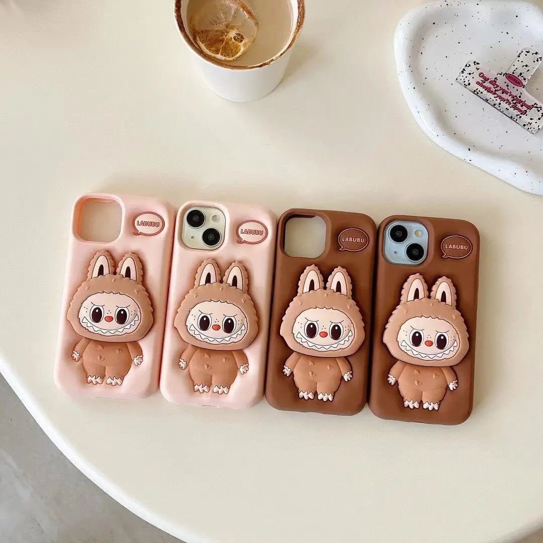 Labubu 3D Cartoon Phone Case | Soft Silicone Shockproof Cover for iPhone Series