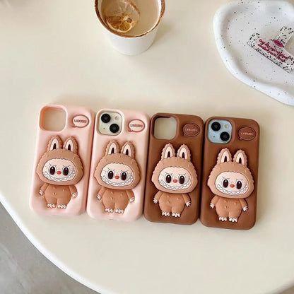 Labubu 3D Cartoon Phone Case | Soft Silicone Shockproof Cover for iPhone Series