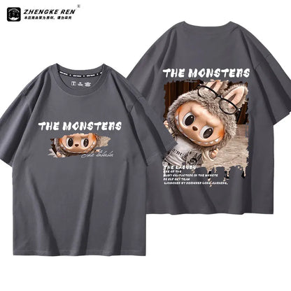 Labubu The Monsters T-Shirt | Cartoon Print Cotton Casual Tee for Adults & Couples