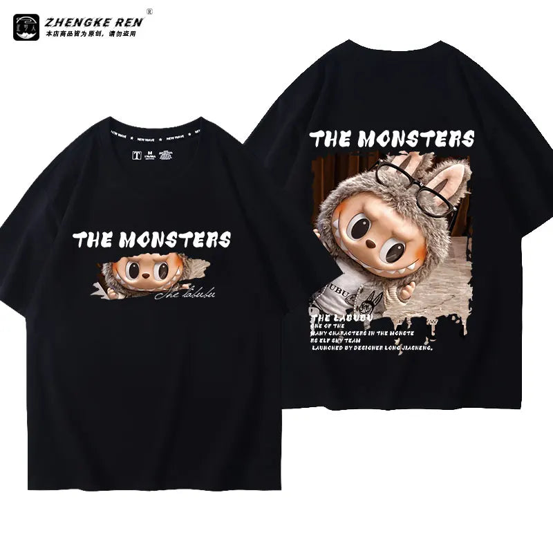 Labubu The Monsters T-Shirt | Cartoon Print Cotton Casual Tee for Adults & Couples