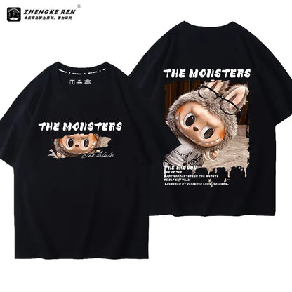 Labubu The Monsters T-Shirt | Cartoon Print Cotton Casual Tee for Adults & Couples