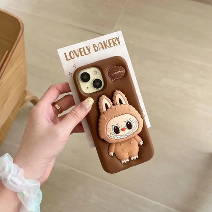 Labubu 3D Cartoon Phone Case | Soft Silicone Shockproof Cover for iPhone Series
