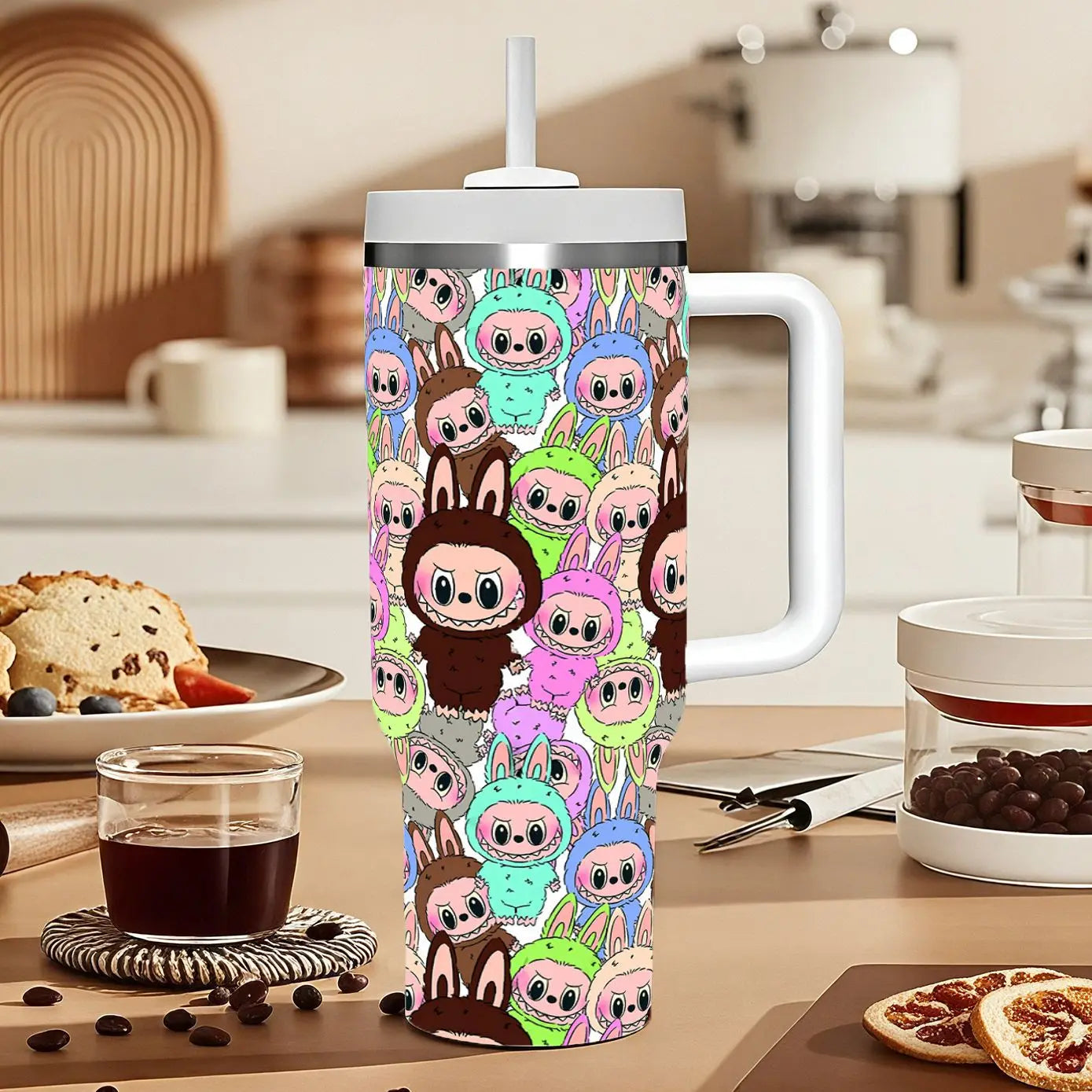 Labubu Fairy Themed 40oz Vacuum Insulated Stainless Steel Travel Tumbler With Straw