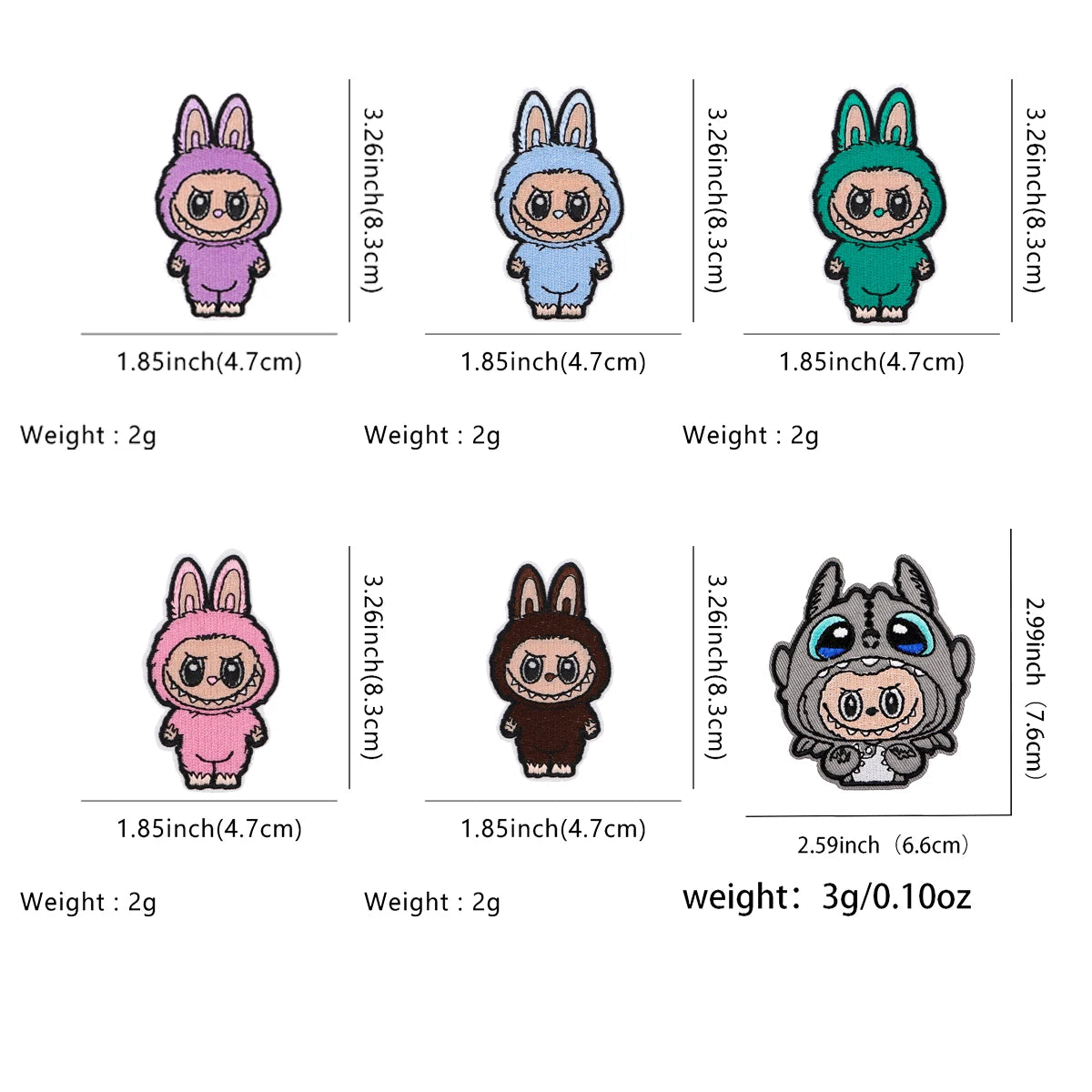 Labubu Monster Cartoon Adhesive Embroidered Patches