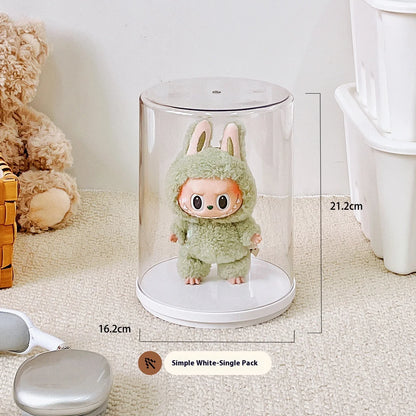 Labubu Rotating Display Box | Transparent Storage Case for Labubu Keychain Dolls