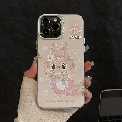 Labubu Cartoon Phone Case | Cute Blue & Pink Outfit Labubu Designs for iPhone