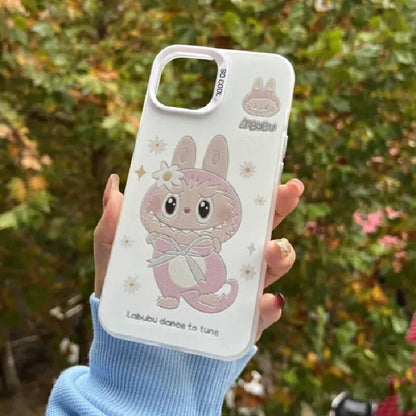 Labubu Cartoon Phone Case | Cute Blue & Pink Outfit Labubu Designs for iPhone