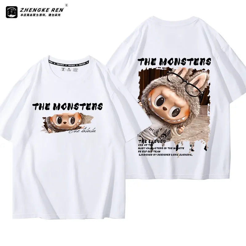 Labubu The Monsters T-Shirt | Cartoon Print Cotton Casual Tee for Adults & Couples