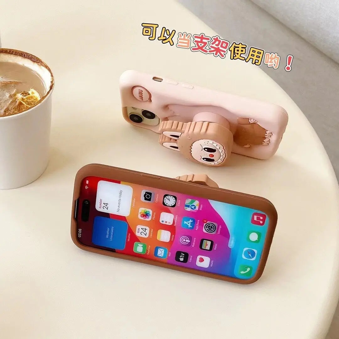 Labubu 3D Cartoon Phone Case | Soft Silicone Shockproof Cover for iPhone Series