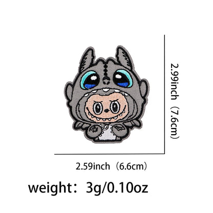 Labubu Monster Cartoon Adhesive Embroidered Patches