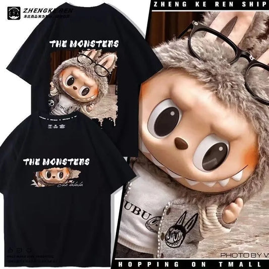 Labubu The Monsters T-Shirt | Cartoon Print Cotton Casual Tee for Adults & Couples