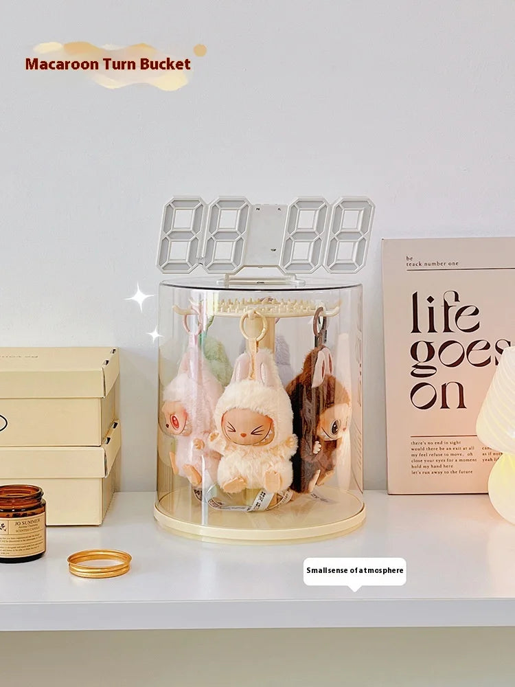 Labubu Rotating Display Box | Transparent Storage Case for Labubu Keychain Dolls
