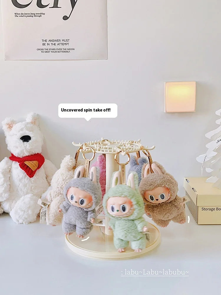 Labubu Rotating Display Box | Transparent Storage Case for Labubu Keychain Dolls