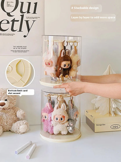 Labubu Rotating Display Box | Transparent Storage Case for Labubu Keychain Dolls