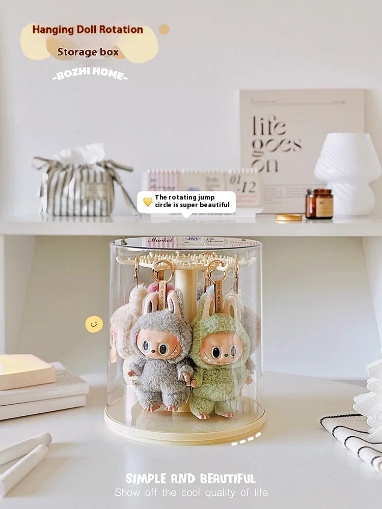 Labubu Rotating Display Box | Transparent Storage Case for Labubu Keychain Dolls