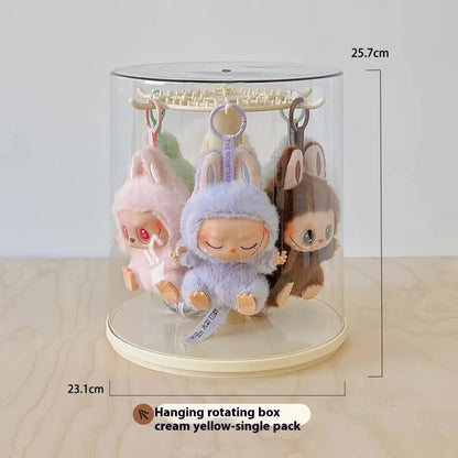 Labubu Rotating Display Box | Transparent Storage Case for Labubu Keychain Dolls